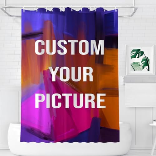 Custom Personalized Shower Curtain - Funny DIY Waterproof Liner with 12 Hooks 48x84 Inch