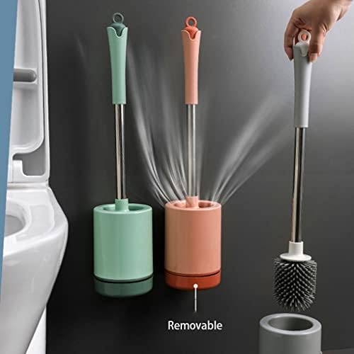 Toilet Brush Holder with No-Slip Handle and Flexible Bristles