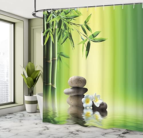 Ambesonne Spa Themed Shower Curtain Set - 69 x 84 Yellow Green
