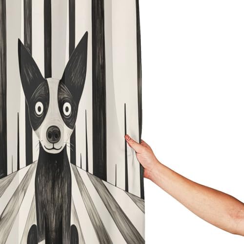 Abstract Dog Shower Curtain Set with 12 Hooks 72x72in