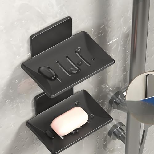 2 Pack Stainless Steel Soap Holders with Drainage for Shower and Bathroom
