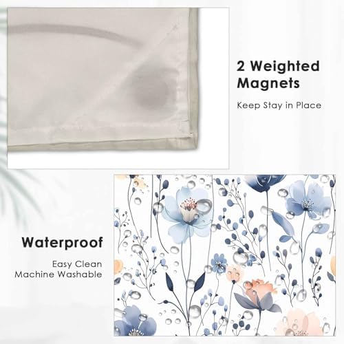 Gdmoon No Hook Floral Shower Curtain Set 71x74 with Snap Liner