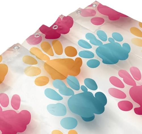DAOWANGZUO Animal Paw Prints Shower Curtain Set 1