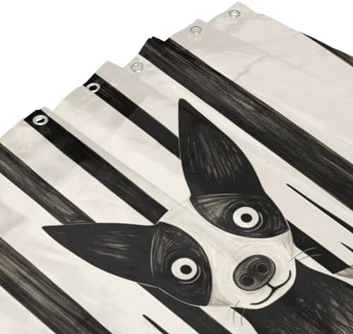 Abstract Dog Shower Curtain Set with 12 Hooks 72x72in