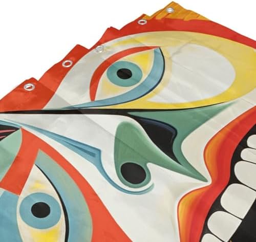 Laughing Girl Boho Shower Curtain Set with 12 Hooks 72x72in