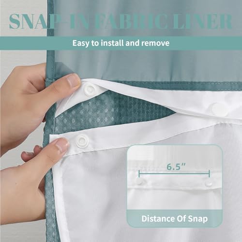 Eachope SeawedGreen Waffle Weave Shower Curtain Set
