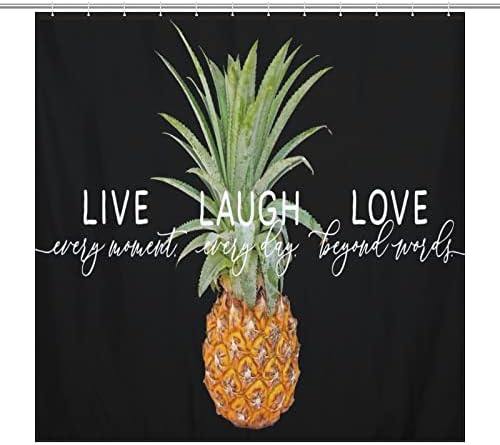 Lovely Pineapple Fruit Black Shower Curtain Liner Set