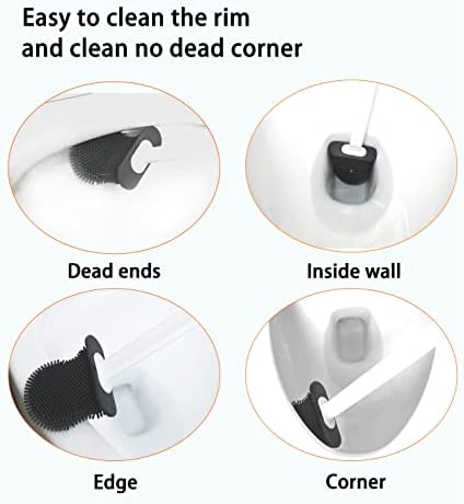 2 pcs Flexible Toilet Brushes with Holder Set