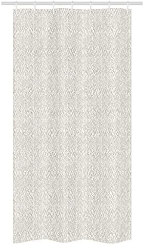 Lunarable Chevron Stall Shower Curtain Set 36x72 Beige White