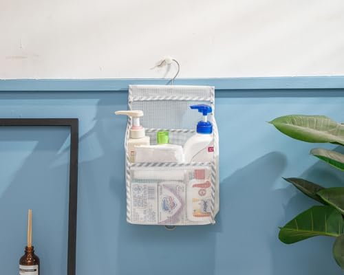 Jelier Hanging Mesh Shower Caddy with Connectable Design White