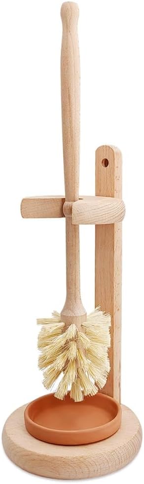 Wood Toilet Brush with Stand and Sisal Head