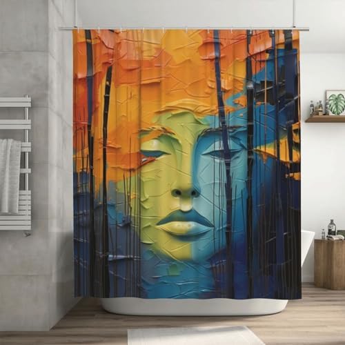 DAOWANGZUO Girls Face Shower Curtain Set