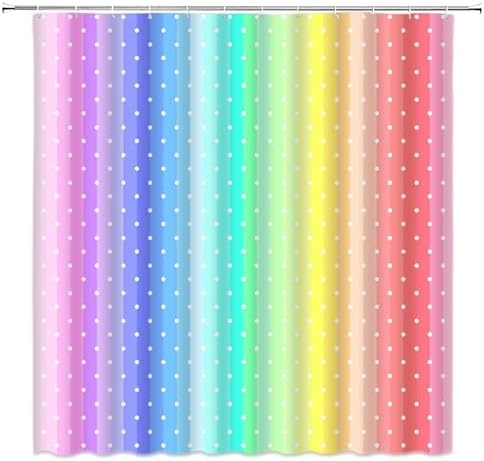 Colorful Polka Dots Shower Curtain Set with Hooks