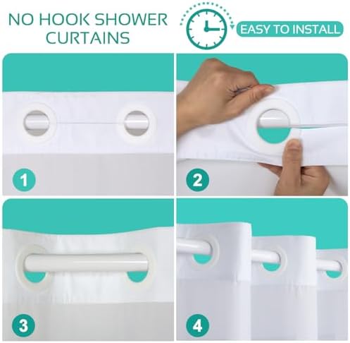 Lalumix No Hook Shower Curtain Set with Replaceable Patterns
