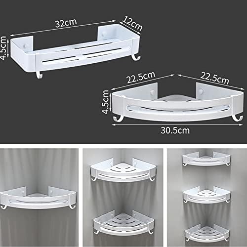 ANNBKA Triangle Shower Rack with Hooks White
