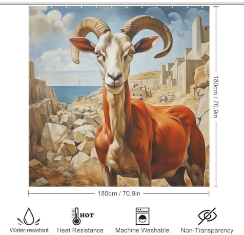 DAOWANGZUO Sheep Shower Curtain Set 72x72in with 12 Hooks 1