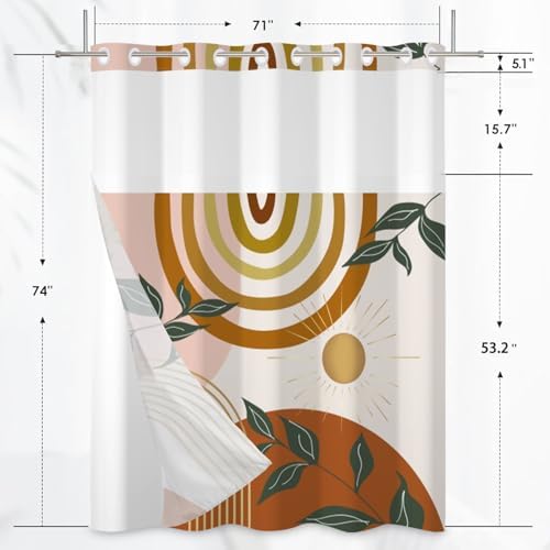 Boho Style Shower Curtain Set 71x74 Inch