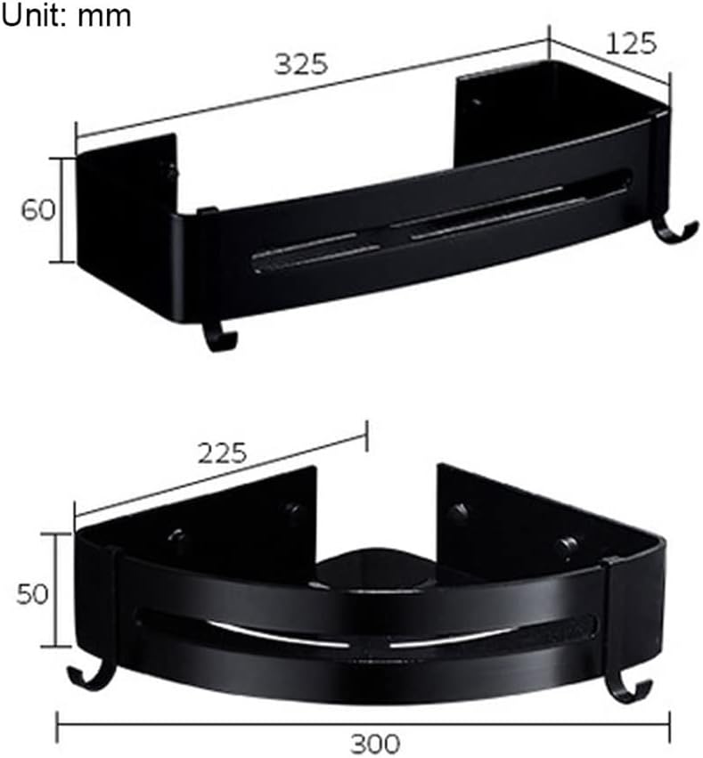 Matte Black Shower Caddy with Wall Mount and Corner Organizer