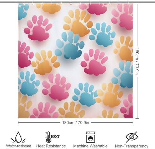 DAOWANGZUO Animal Paw Prints Shower Curtain Set 1