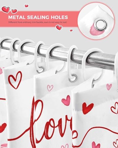 Vandarllin Pink Red Heart Shower Curtain Set 72x72