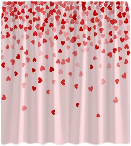 Valentines Love Heart Shower Curtain Set 1