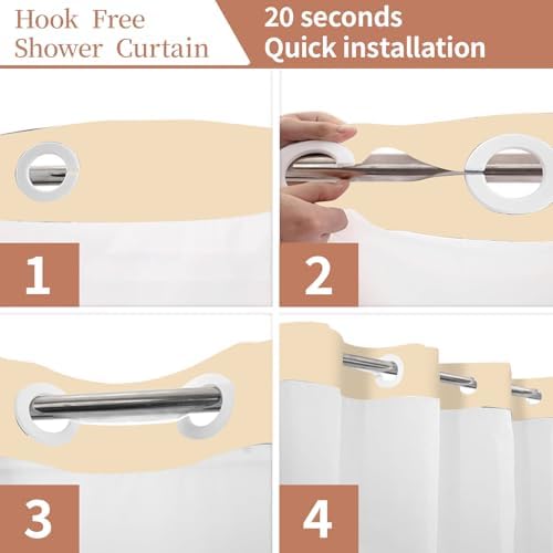 Boho Style Shower Curtain with Snap-In Liner 71x74in