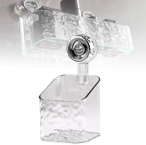 Heykomi No-Drill Shower Caddy Shelf Clear Acrylic Suction Cup Storage Rack