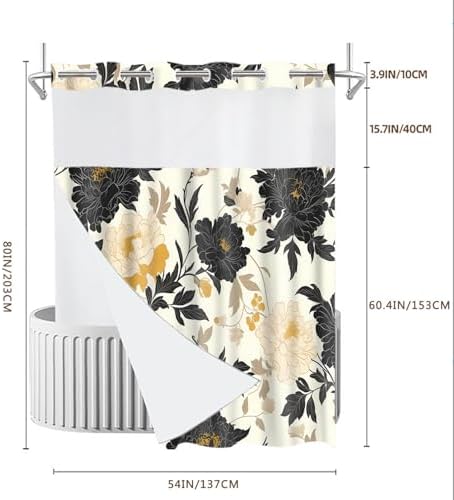 Gdmoon Boho Floral Shower Curtain Set 54x80in