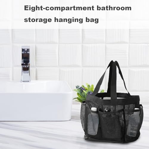Hperu 8-Pocket Shower Tote Bag 22x22x22cm Black