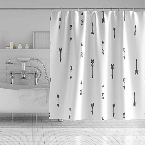 OERJU Grey Arrows Shower Curtain Set 72x72inch