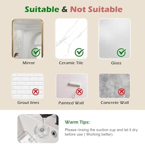 Heykomi No-Drill Shower Caddy Shelf Clear Acrylic Suction Cup Storage Rack