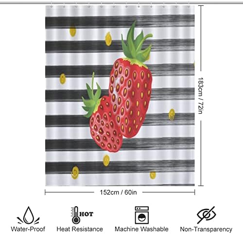 Sweet Natural Food Strawberry Shower Curtain Set 1