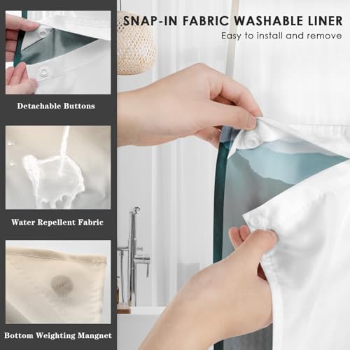 Nesphy No Hook Mountain Shower Curtain Set