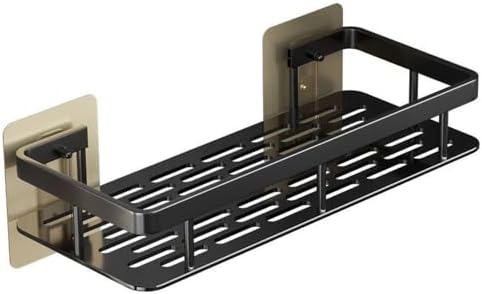 SNOBUOWIN Shower Caddy Wall Mounted Aluminum Alloy Black 1 Square