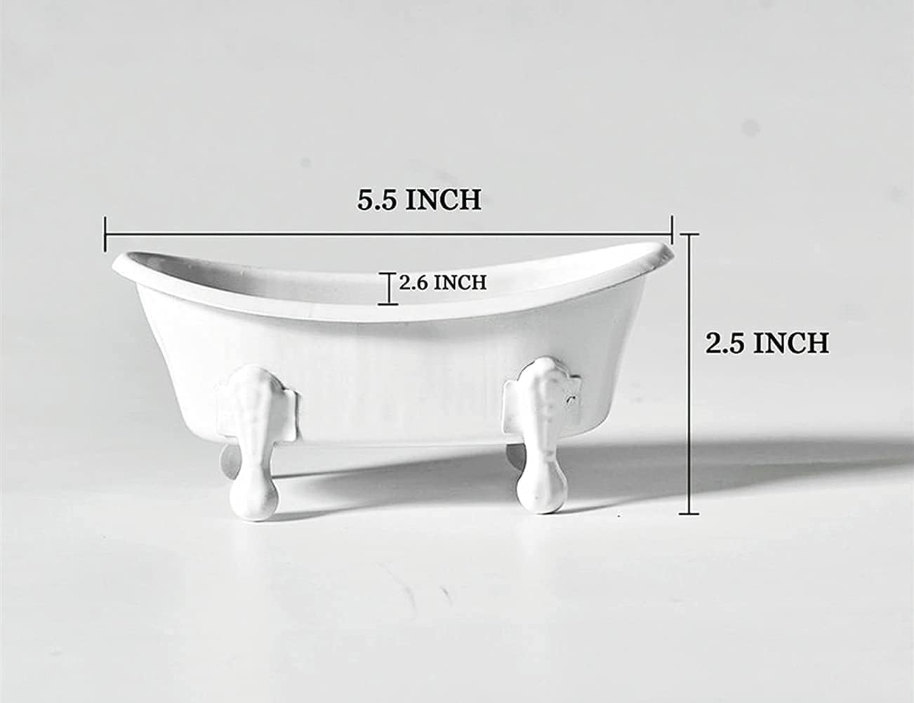 White Clawfoot Metal Soap Dish for Bathroom or Kitchen 55 Inch