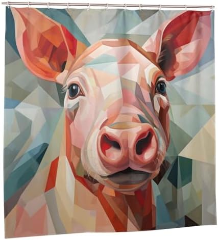 DAOWANGZUO Pig Shower Curtain Set 72x72in 1