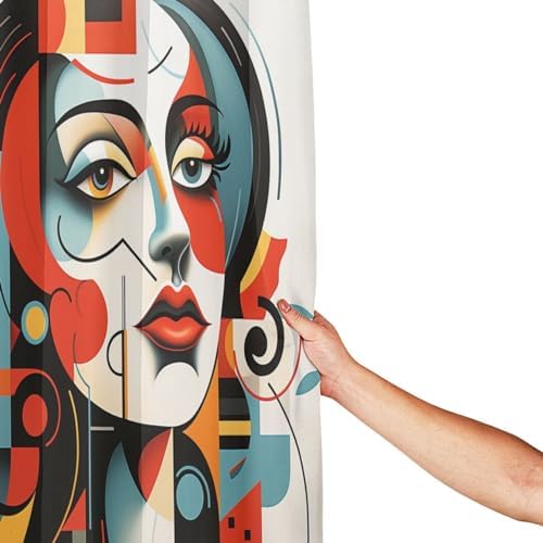DAOWANGZUO Abstract Girl Boho Shower Curtain Set 72x72in