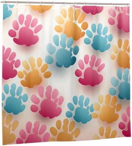 DAOWANGZUO Animal Paw Prints Shower Curtain Set 1