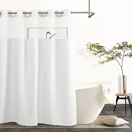 Modern Hotel Grade Shower Curtain Set with Snap In Liner