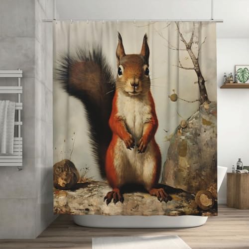 DAOWANGZUO Squirrel Shower Curtain Set