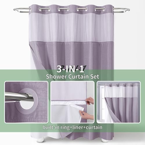 Lavender Shower Curtain Set with Snap-in Liner Hotel Style 71x74