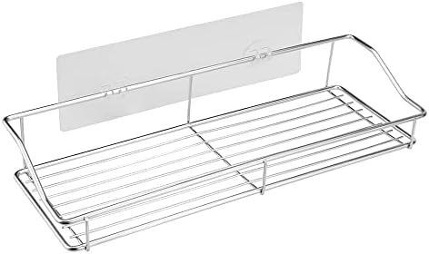 ANNBKA Wall Mount Shower Caddy with Silver Storage Shelf
