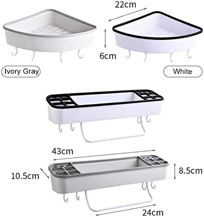 ANNBKA Triangle-Black Shower Caddy with Hooks and Towel Bar