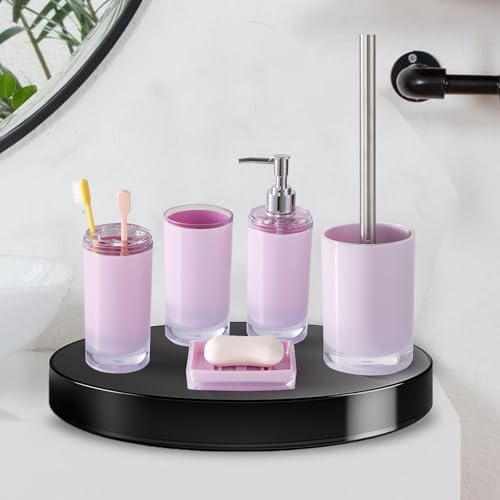 5 Pcs Purple Acrylic Bathroom Accessory Set
