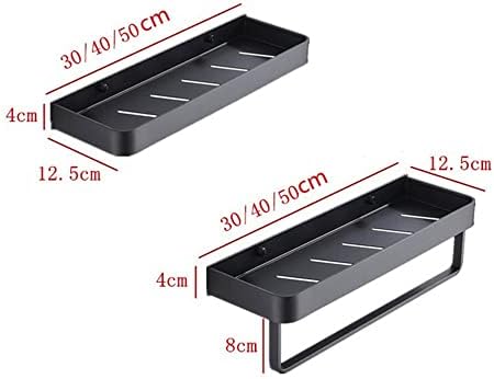 ANNBKA Black Aluminum Square Wall-Mounted Shower Caddy