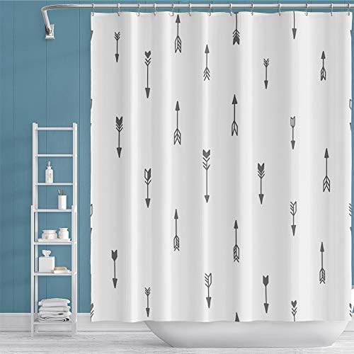 OERJU Grey Arrows Shower Curtain Set 72x72inch