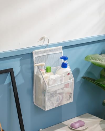 Jelier Hanging Mesh Shower Caddy with Connectable Design White