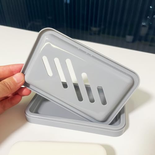 Mcyye 2PCS Grey Soap Holders Self Draining Bathroom Sink and Shower Accessories