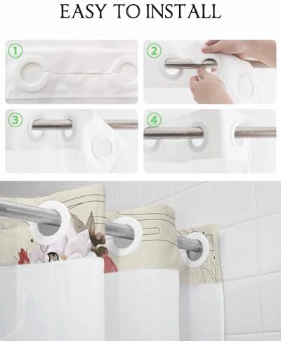 No Hook Botanical Heart Shower Curtain Set