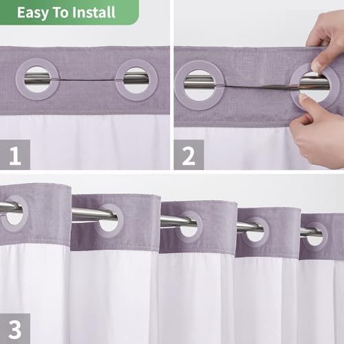 Lavender Shower Curtain Set with Snap-in Liner Hotel Style 71x74